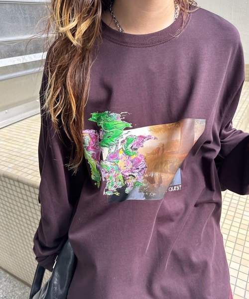 UND OIL PAINTING GATHER TOP（Tシャツ/カットソー）｜Ameri（アメリ