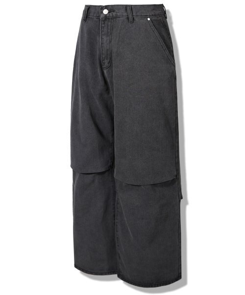 GUBIN(グビン)の「ワイドリベットポイントデニムパンツ - グレー(デニムパンツ・レディース・その他・LARGE/MEDIUM)」の1枚目の写真