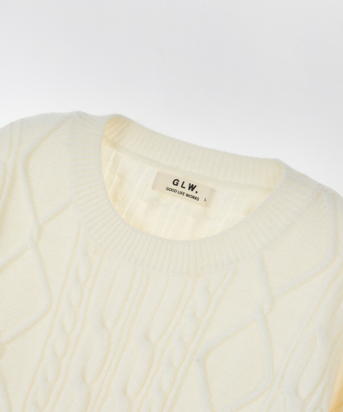 GLW(ジーエルダブリュ)の「ケーブルクルーネックセーターニットアイボリー(ニット/セーター・レディース・その他・LARGE/MEDIUM/SMALL)」の2枚目の写真
