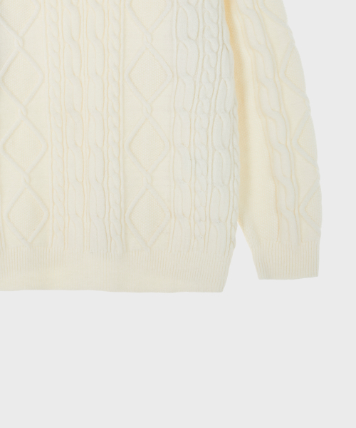 GLW(ジーエルダブリュ)の「ケーブルクルーネックセーターニットアイボリー(ニット/セーター・レディース・その他・LARGE/MEDIUM/SMALL)」の3枚目の写真