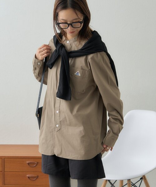 GEVACO(ゲバコ)の「【GEVACO】起毛バンドカラーシャツ(シャツ/ブラウス・レディース・モカ/ブラック/ブルー・MEDIUM/LARGE)」の3枚目の写真