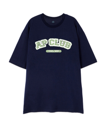 [オーバーサイズ]エイピークラブ 13番手 綿 ラウンドネック 半袖Tシャツ_ネイビー