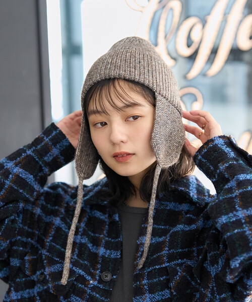 FREAK'S STORE（フリークスストア）の「ミックスヤーン 耳付き ニットキャップ（ニットキャップ/ビーニー・レディース・グレー/ブラウン/ピンク・ONE SIZE）」の2枚目の写真