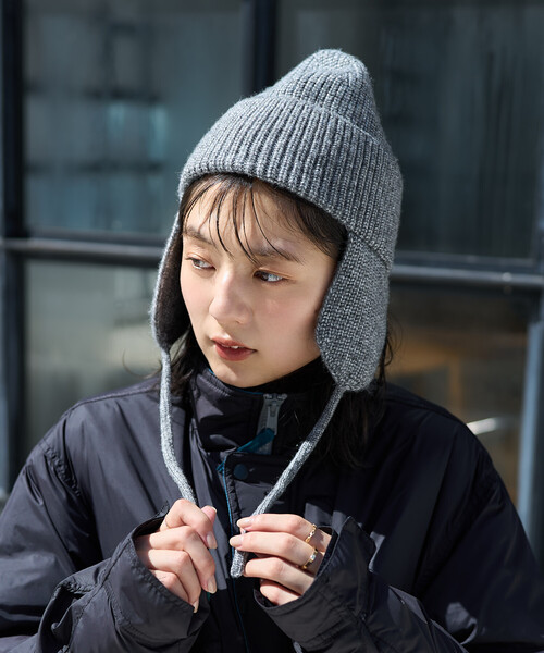FREAK'S STORE（フリークスストア）の「ミックスヤーン 耳付き ニットキャップ（ニットキャップ/ビーニー・レディース・グレー/ブラウン/ピンク・ONE SIZE）」の4枚目の写真