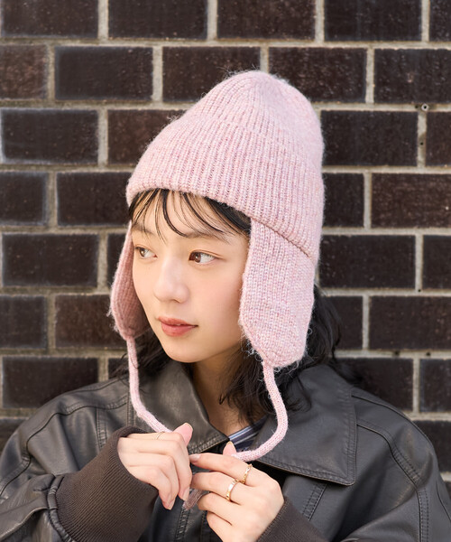 FREAK'S STORE（フリークスストア）の「ミックスヤーン 耳付き ニットキャップ（ニットキャップ/ビーニー・レディース・グレー/ブラウン/ピンク・ONE SIZE）」の8枚目の写真