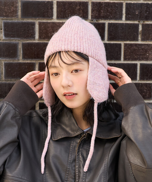 FREAK'S STORE（フリークスストア）の「ミックスヤーン 耳付き ニットキャップ（ニットキャップ/ビーニー・レディース・グレー/ブラウン/ピンク・ONE SIZE）」の9枚目の写真