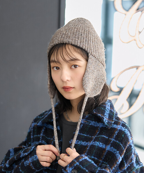 FREAK'S STORE（フリークスストア）の「ミックスヤーン 耳付き ニットキャップ（ニットキャップ/ビーニー・レディース・グレー/ブラウン/ピンク・ONE SIZE）」の11枚目の写真