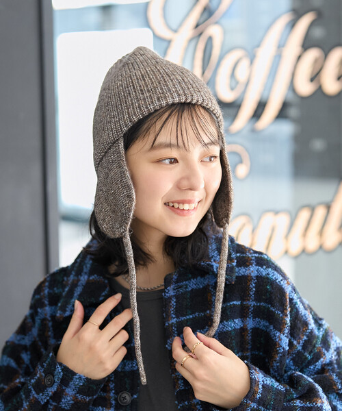 FREAK'S STORE（フリークスストア）の「ミックスヤーン 耳付き ニットキャップ（ニットキャップ/ビーニー・レディース・グレー/ブラウン/ピンク・ONE SIZE）」の13枚目の写真