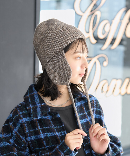 FREAK'S STORE（フリークスストア）の「ミックスヤーン 耳付き ニットキャップ（ニットキャップ/ビーニー・レディース・グレー/ブラウン/ピンク・ONE SIZE）」の14枚目の写真