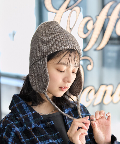 FREAK'S STORE（フリークスストア）の「ミックスヤーン 耳付き ニットキャップ（ニットキャップ/ビーニー・レディース・グレー/ブラウン/ピンク・ONE SIZE）」の15枚目の写真