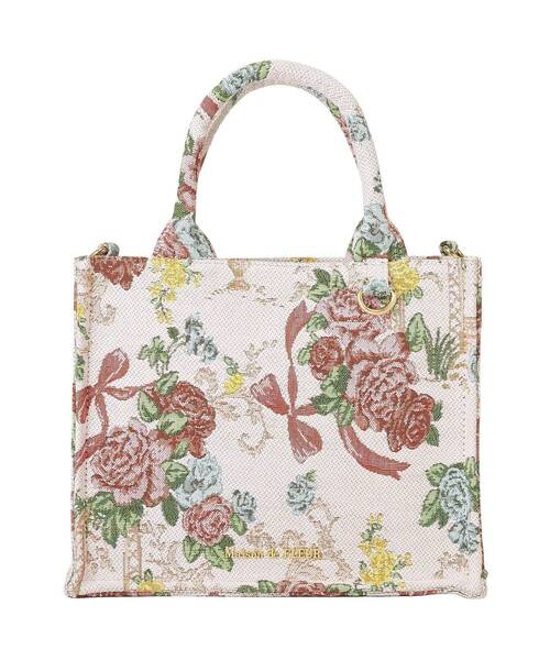 フラワーガーデン柄ゴブラン2Wayスクエアトート（ハンドバッグ