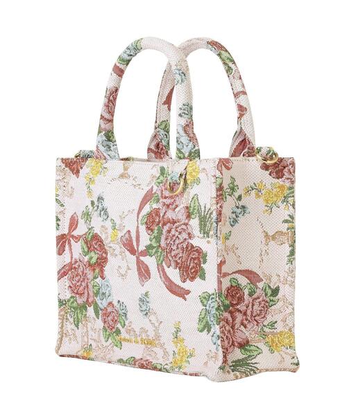Maison de FLEUR（メゾンドフルール）の「フラワーガーデン柄ゴブラン2Wayスクエアトート（ハンドバッグ・レディース・マルチ・FREE）」の5枚目の写真