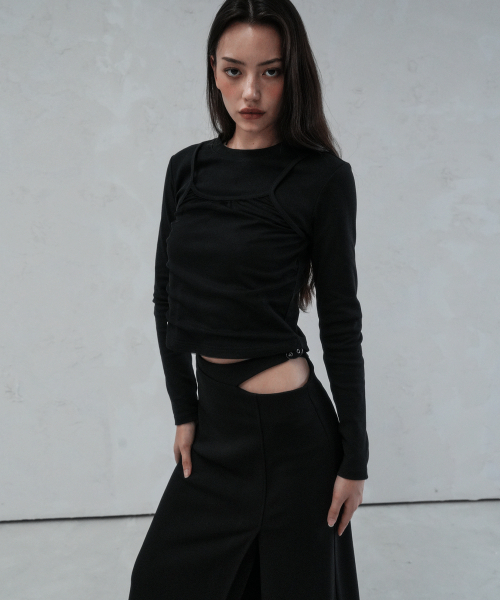 Vivacious(ビバシャス)の「Sie Waist Belt Long Skirt BLACK(スカート・レディース・ブラック・SMALL/MEDIUM/LARGE)」の2枚目の写真