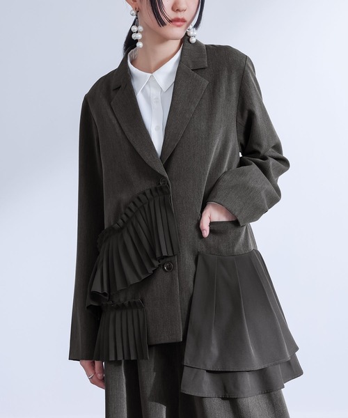 セットアップ対応】『プリーツフリルドッキングジャケット