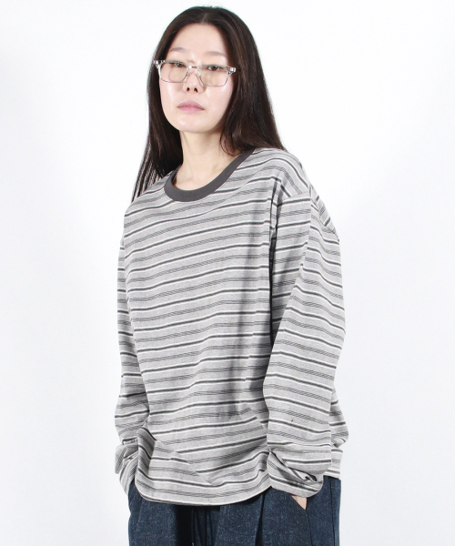 DEMARC(ドゥマーク)の「MULTI STRIPE LONG SLEEVE TEE - Gray(Tシャツ/カットソー・レディース・その他・LARGE/MEDIUM)」の3枚目の写真