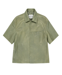 NAPPA LEATHER SHORT SLEEVE SHIRT (OLIVE / LAMBSKIN)