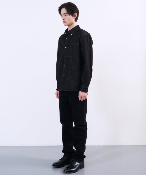 PLAC（プラック）の「ノンフェイドロングスリーブデニムシャツブラック（シャツ/ブラウス・メンズ・その他・SMALL/MEDIUM/LARGE）」の4枚目の写真