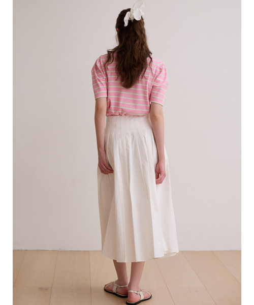 BEMUSE MANSION(ビミューズマンション)の「Stripe collar puff top - Pink(Tシャツ/カットソー・レディース・ピンク・FREE)」の2枚目の写真