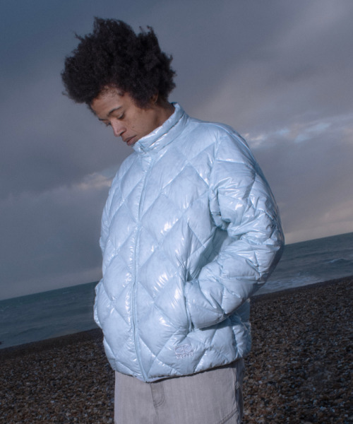Rhombus Light Down Jacket Skyblue