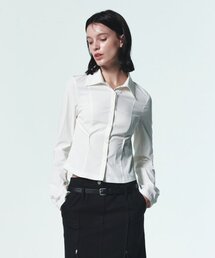 CURRENT（カレント）の「PINTUCK DETAIL FITTED SHIRT [WHITE]（シャツ/ブラウス）」