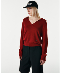 CURRENT（カレント）の「BELLA V-NECK PULLOVER KNIT [BURGUNDY]（ニット/セーター）」