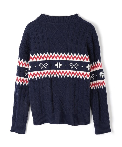 M DOLLY(エムドリー)の「ribbon nordic lyria knit tops/リボンノルディックリリアニットトップス(ニット/セーター・レディース・ネイビー/アイボリー・FREE)」の18枚目の写真