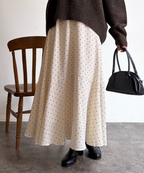 Chez toi（シェトワ）の「ドットスカート（スカート・レディース・ブラック/ホワイト・FREE）」の2枚目の写真