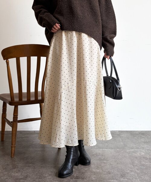 Chez toi（シェトワ）の「ドットスカート（スカート・レディース・ブラック/ホワイト・FREE）」の3枚目の写真