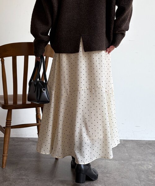 Chez toi（シェトワ）の「ドットスカート（スカート・レディース・ブラック/ホワイト・FREE）」の6枚目の写真