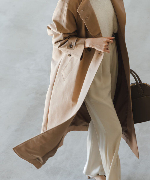 Noble（ノーブル）の「コットンダブルクロスハイネックロングコート（その他アウター・レディース・ベージュ/カーキ・FREE）」の21枚目の写真