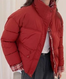 【冬新作】チェックライナー付き ショート丈 中綿ブルゾン