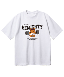 BEMIGHTY（ビーマイティー）の「バーベルベアオーバーフィット半袖Tシャツ[ホワイト]（Tシャツ/カットソー）」