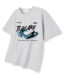 リサーフィン オーバーサイズ 半袖Tシャツ ライトグレー