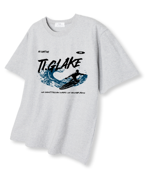 TI.GLAKE(ティーグレイク)の「リサーフィン オーバーサイズ 半袖Tシャツ ライトグレー(Tシャツ/カットソー・メンズ・その他・LARGE/X-LARGE/XX-LARGE)」の1枚目の写真