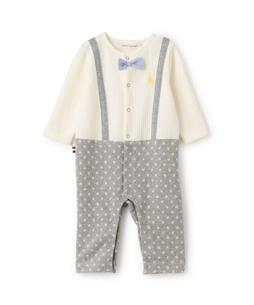 Sophie la girafe（ソフィーラジラフ）の「サスペンダーカバーオール【日本製】（ロンパース・キッズ・グレー/ネイビー・80ｃｍ/70cm）」の2枚目の写真