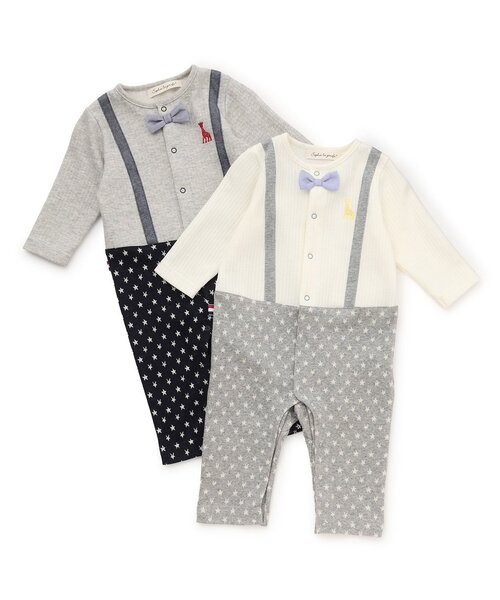 Sophie la girafe（ソフィーラジラフ）の「サスペンダーカバーオール【日本製】（ロンパース・キッズ・グレー/ネイビー・80ｃｍ/70cm）」の3枚目の写真