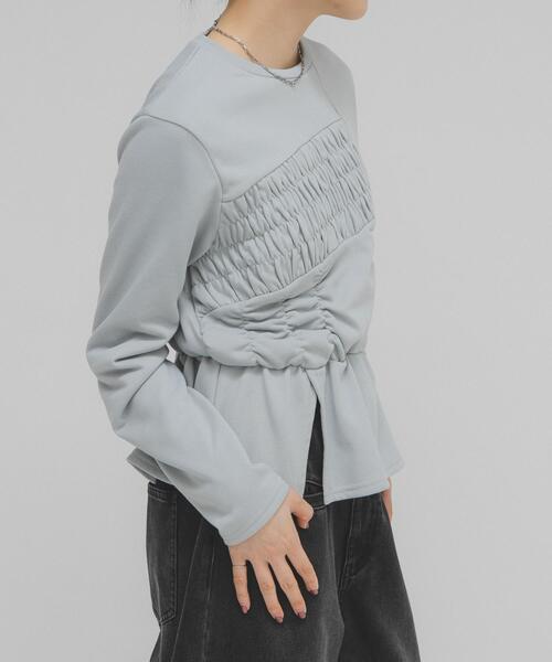 KBF（ケイビーエフ）の「ランダムシャーリングプルオーバー（Tシャツ/カットソー・レディース・チャコールグレー/ライトブルー/オートミール・ONE）」の3枚目の写真