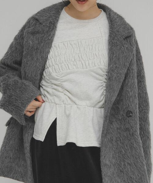 KBF（ケイビーエフ）の「ランダムシャーリングプルオーバー（Tシャツ/カットソー・レディース・チャコールグレー/ライトブルー/オートミール・ONE）」の4枚目の写真