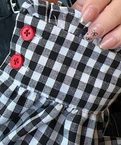 SHOUYO(ショウヨウ)の「ビッグカラー×ギンガムチェックブラウス/レッドボタンがアクセント(シャツ/ブラウス・レディース・ブラック・M)」の15枚目の写真