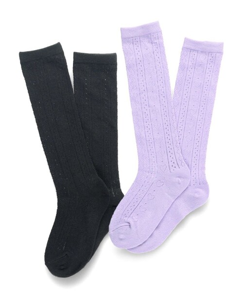 BRANSHES（ブランシェス）の「ハート柄ハイソックス（ソックス/靴下・キッズ・ラベンダー/ブラック・M(16～18cm)/L(19～21cm)）」の4枚目の写真