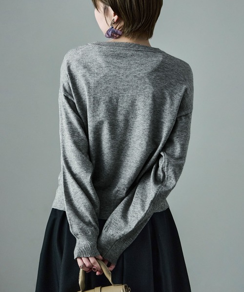 Fashion Letter（ファッションレター）の「レトロ刺繍 クルーニットカーディガン（ニット/セーター・レディース・ブラック/杢グレー/ブラウン・M）」の10枚目の写真