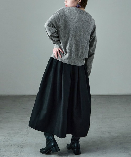 Fashion Letter（ファッションレター）の「レトロ刺繍 クルーニットカーディガン（ニット/セーター・レディース・ブラック/杢グレー/ブラウン・M）」の11枚目の写真