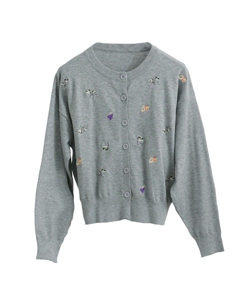 Fashion Letter（ファッションレター）の「レトロ刺繍 クルーニットカーディガン（ニット/セーター・レディース・ブラック/杢グレー/ブラウン・M）」の12枚目の写真