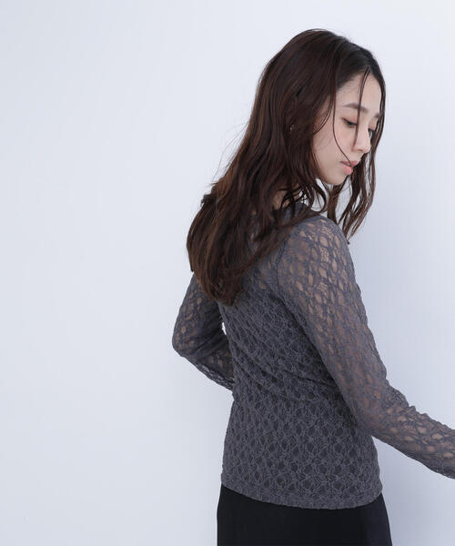 NATURAL BEAUTY BASIC（ナチュラルビューティーベーシック）の「◇レースドレープカットソー（Tシャツ/カットソー・レディース・ベージュ/オフホワイト/チャコールグレー・FREE）」の5枚目の写真