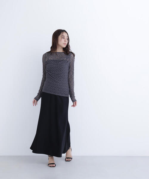 NATURAL BEAUTY BASIC（ナチュラルビューティーベーシック）の「◇レースドレープカットソー（Tシャツ/カットソー・レディース・ベージュ/オフホワイト/チャコールグレー・FREE）」の8枚目の写真