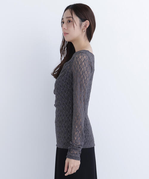 NATURAL BEAUTY BASIC（ナチュラルビューティーベーシック）の「◇レースドレープカットソー（Tシャツ/カットソー・レディース・ベージュ/オフホワイト/チャコールグレー・FREE）」の9枚目の写真