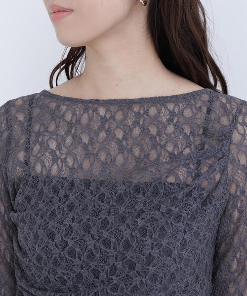 NATURAL BEAUTY BASIC（ナチュラルビューティーベーシック）の「◇レースドレープカットソー（Tシャツ/カットソー・レディース・ベージュ/オフホワイト/チャコールグレー・FREE）」の11枚目の写真