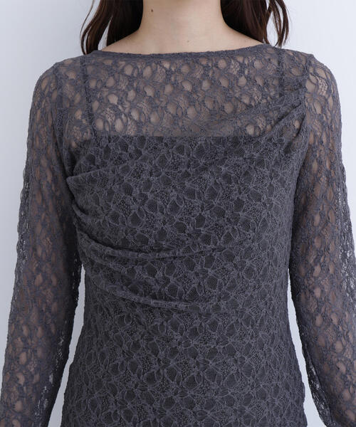 NATURAL BEAUTY BASIC（ナチュラルビューティーベーシック）の「◇レースドレープカットソー（Tシャツ/カットソー・レディース・ベージュ/オフホワイト/チャコールグレー・FREE）」の12枚目の写真