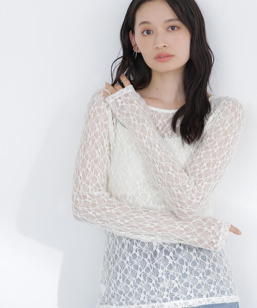 NATURAL BEAUTY BASIC（ナチュラルビューティーベーシック）の「◇レースドレープカットソー（Tシャツ/カットソー・レディース・ベージュ/オフホワイト/チャコールグレー・FREE）」の17枚目の写真