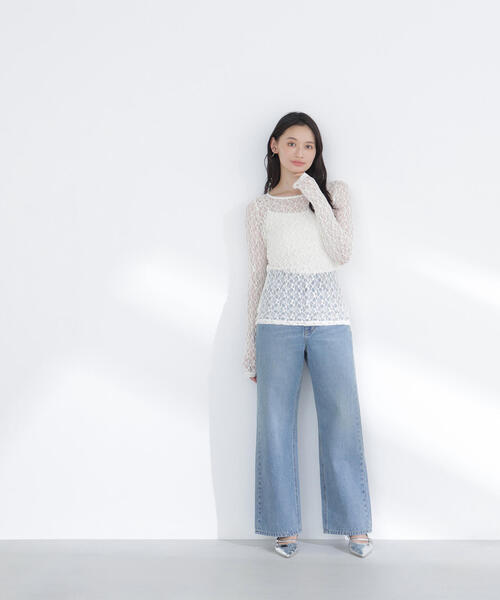 NATURAL BEAUTY BASIC（ナチュラルビューティーベーシック）の「◇レースドレープカットソー（Tシャツ/カットソー・レディース・ベージュ/オフホワイト/チャコールグレー・FREE）」の18枚目の写真